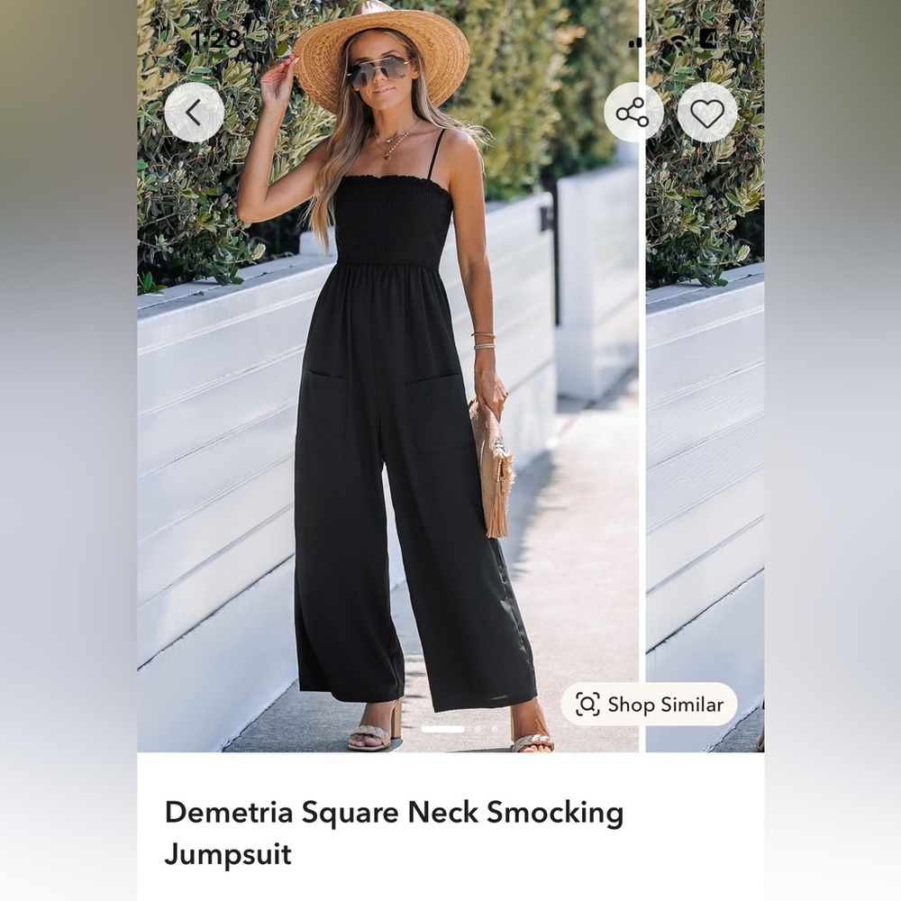 NWT Cupshe Smocked Black Jumpsuit size Small